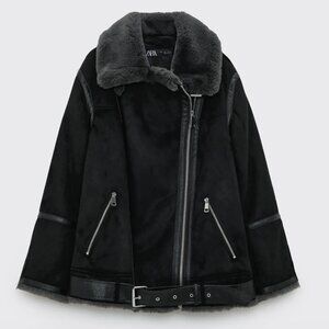 ZARA  FAUX SUEDE DOUBLE FACED LONG JACKET